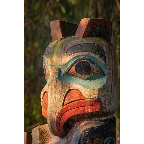 Alaska-Sitka Detail of totem pole at Sitka National Historical Park  Black Modern Wood Framed Art Print by Jaynes Gallery