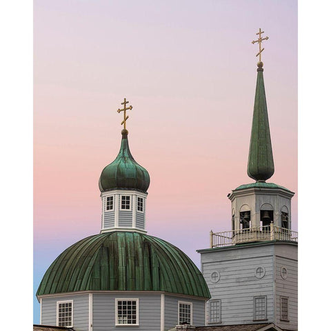 Alaska-Sitka Steeples of St Michaels Russian Orthodox Cathedral  Gold Ornate Wood Framed Art Print with Double Matting by Jaynes Gallery