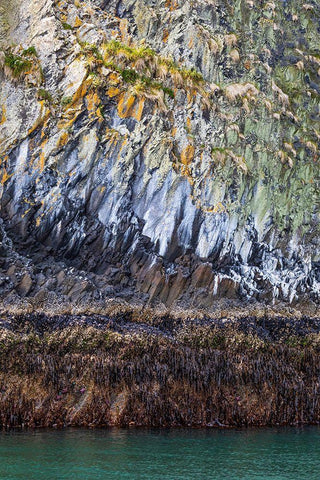 Alaska-Sitka Rocky cliffs of St Lazaria Island  White Modern Wood Framed Art Print with Double Matting by Jaynes Gallery