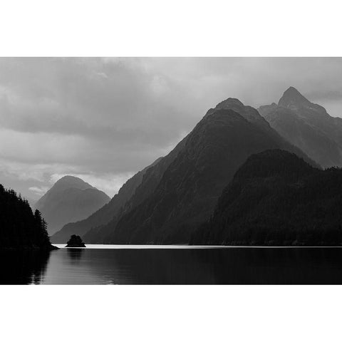 Alaska-Tongass National Forest BandW of stormy landscape on Lisianski Inlet  Black Modern Wood Framed Art Print by Jaynes Gallery