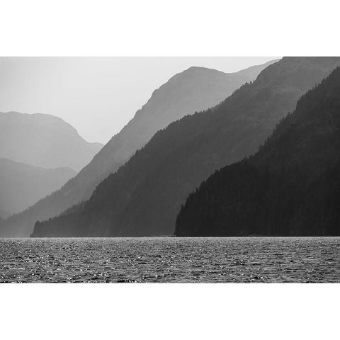 Alaska-Tongass National Forest BandW of hazy day in Lisianski Inlet  Gold Ornate Wood Framed Art Print with Double Matting by Jaynes Gallery