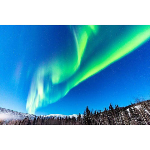 Alaska Northern lights auroras over mountains Black Modern Wood Framed Art Print by Jaynes Gallery