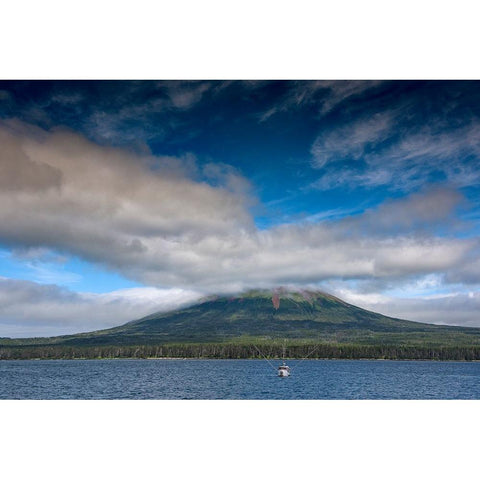 Usa-Alaska This perfect volcano rises from the sea near Sitka Gold Ornate Wood Framed Art Print with Double Matting by Sederquist, Betty