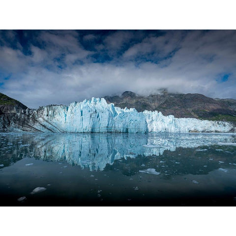 The waters of Tarr Inlet create a perfect reflection for the terminus of Margerie Glacier Black Modern Wood Framed Art Print with Double Matting by Sederquist, Betty