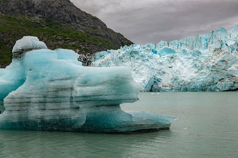 Icebergs from Margerie Glacier slowly melt into Glacier Bay. Black Modern Wood Framed Art Print by Sederquist, Betty