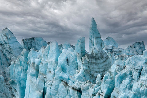 Rugged ice at the face of Margerie Glacier make it impossible to cross this terrain. Black Ornate Wood Framed Art Print with Double Matting by Sederquist, Betty