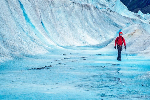 Trekking-Mendenhall Glacier-Juneau-Alaska Black Ornate Wood Framed Art Print with Double Matting by Engelbrecht, Jim