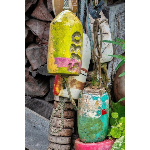 Antique buoy White Modern Wood Framed Art Print by Engelbrecht, Jim