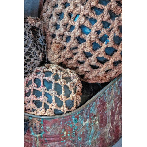 Antique Japanese glass floats-Wrangell-Alaska-USA White Modern Wood Framed Art Print by Engelbrecht, Jim