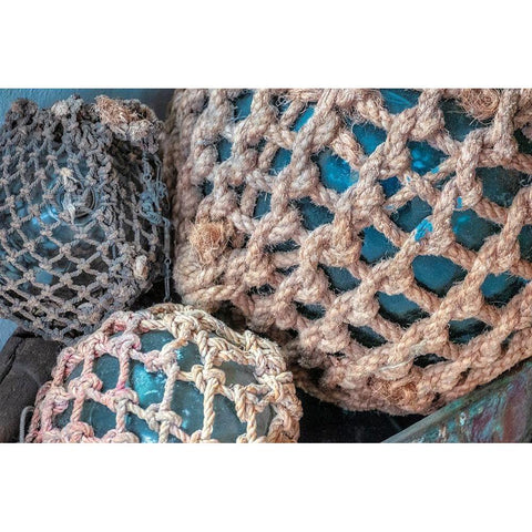 Antique Japanese glass floats-Wrangell-Alaska-USA White Modern Wood Framed Art Print by Engelbrecht, Jim