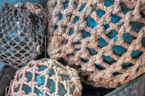 Antique Japanese glass floats-Wrangell-Alaska-USA White Modern Wood Framed Art Print with Double Matting by Engelbrecht, Jim