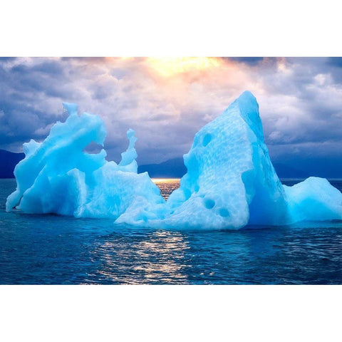 Alaskan Iceberg at sunrise Black Modern Wood Framed Art Print with Double Matting by Engelbrecht, Jim