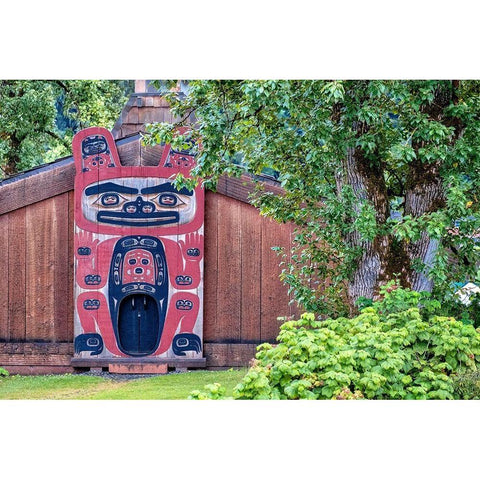 Tinglit clan house-Wrangell-Alaska-USA White Modern Wood Framed Art Print by Engelbrecht, Jim