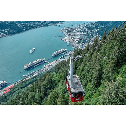 Tramway-Gastineau Channel-Mount Roberts-Juneau-Alaska-USA Gold Ornate Wood Framed Art Print with Double Matting by Engelbrecht, Jim