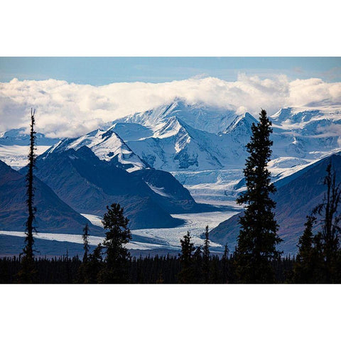 Glenn Highway-Knik Glacier-Chugach mountains-Alaska-USA Black Modern Wood Framed Art Print by Sienda, Jolly