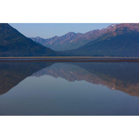 Cook Inlet-Alaska-bay and mountain reflection White Modern Wood Framed Art Print by Sienda, Jolly