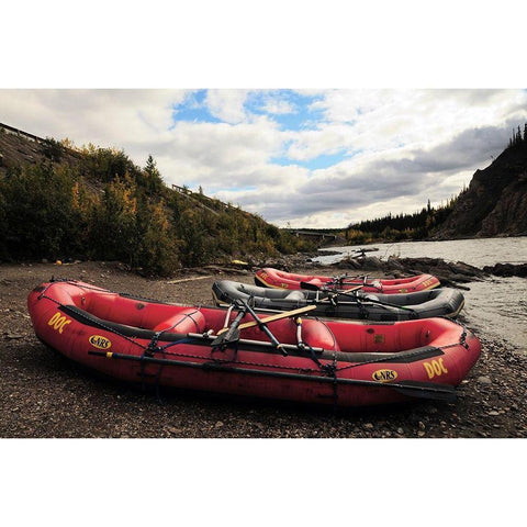 Rafts and the Nenana River, Denali, Alaska, USA White Modern Wood Framed Art Print by Hersen, Michel