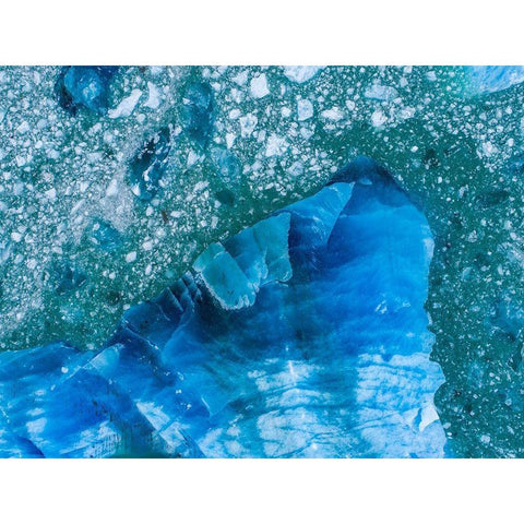 Alaska shattered icebergs floating near calving face of LeConte Glacier east of Petersburg Gold Ornate Wood Framed Art Print with Double Matting by Souders, Paul