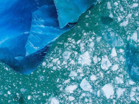 Alaska shattered icebergs floating near calving face of LeConte Glacier east of Petersburg White Modern Wood Framed Art Print with Double Matting by Souders, Paul