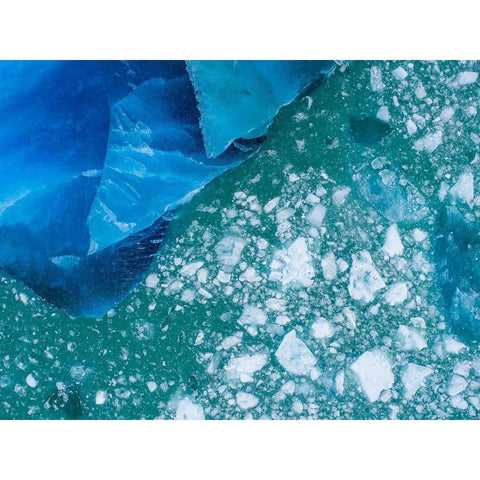 Alaska shattered icebergs floating near calving face of LeConte Glacier east of Petersburg Black Modern Wood Framed Art Print with Double Matting by Souders, Paul