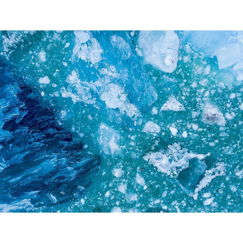 Alaska shattered icebergs floating near calving face of LeConte Glacier east of Petersburg Black Modern Wood Framed Art Print by Souders, Paul