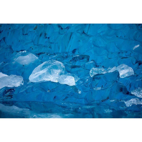 Alaska-Close-up view of deep blue iceberg floating near calving face of LeConte Glacier Black Modern Wood Framed Art Print by Souders, Paul
