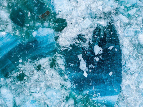 Alaska shattered icebergs floating near calving face of LeConte Glacier east of Petersburg Black Ornate Wood Framed Art Print with Double Matting by Souders, Paul
