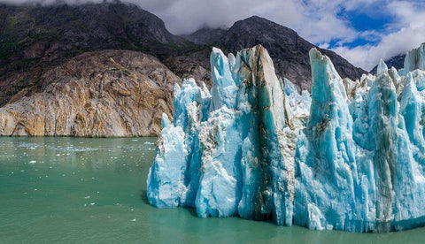 Alaska-Tracy Arm-Fords Terror Wilderness-Aerial view of blue face of Dawes Glacier Black Ornate Wood Framed Art Print with Double Matting by Souders, Paul