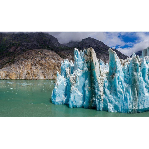 Alaska-Tracy Arm-Fords Terror Wilderness-Aerial view of blue face of Dawes Glacier White Modern Wood Framed Art Print by Souders, Paul