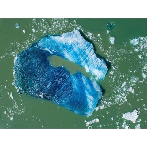 Alaska-Tracy Arm-Aerial view of floating iceberg calved from South Sawyer Glacier in Tracy Arm White Modern Wood Framed Art Print by Souders, Paul