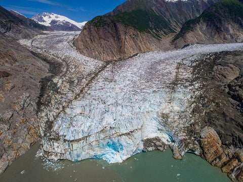 Alaska-Tracy Arm-Aerial view of Sawyer Glacier in Tracy Arm Black Ornate Wood Framed Art Print with Double Matting by Souders, Paul