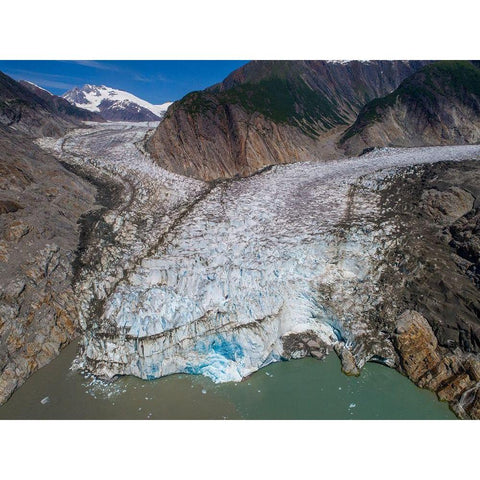 Alaska-Tracy Arm-Aerial view of Sawyer Glacier in Tracy Arm Black Modern Wood Framed Art Print by Souders, Paul