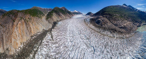 Alaska-Tracy Arm-Panoramic aerial view of crevassed surface of Sawyer Glacier in Tracy Arm Black Ornate Wood Framed Art Print with Double Matting by Souders, Paul