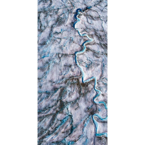 Alaska-Tracy Arm-meltwater streams and ponds on crevassed surface of Sawyer Glacier in Tracy Arm Black Modern Wood Framed Art Print with Double Matting by Souders, Paul