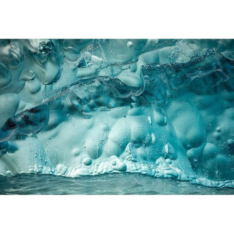 Alaska-Tracy Arm-Close-up of deep blue-green iceberg floating near face of South Sawyer Glacier Gold Ornate Wood Framed Art Print with Double Matting by Souders, Paul