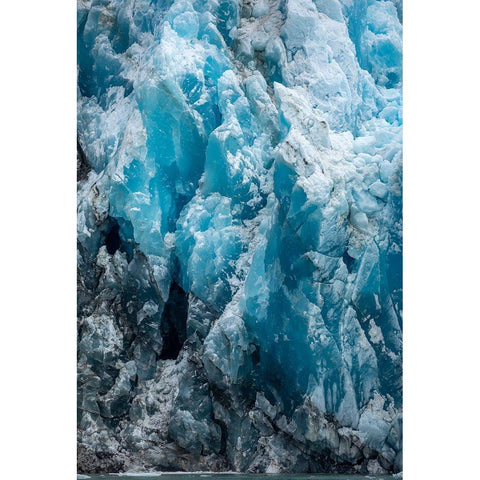Alaska-Tracy Arm-Dark blue ice on shattered face of South Sawyer Glacier in Tracy Arm Black Modern Wood Framed Art Print with Double Matting by Souders, Paul