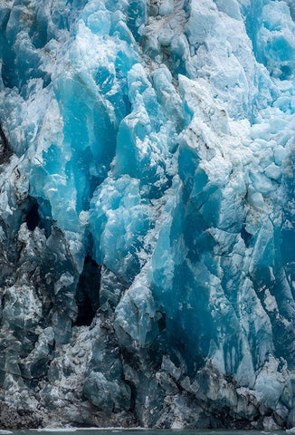 Alaska-Tracy Arm-Dark blue ice on shattered face of South Sawyer Glacier in Tracy Arm White Modern Wood Framed Art Print with Double Matting by Souders, Paul