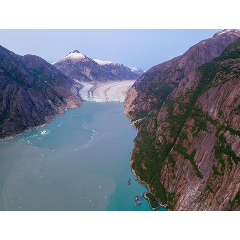 Alaska-Tracy Arm-Fords Terror Wilderness-Aerial view of Dawes Glacier at end of Endicott Arm Gold Ornate Wood Framed Art Print with Double Matting by Souders, Paul