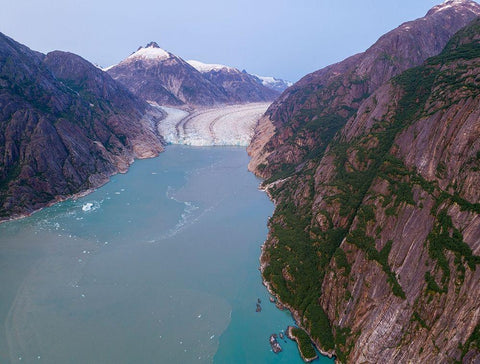 Alaska-Tracy Arm-Fords Terror Wilderness-Aerial view of Dawes Glacier at end of Endicott Arm Black Ornate Wood Framed Art Print with Double Matting by Souders, Paul