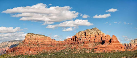 Arizona-Sedona-Panoramic view of Twin Buttes and The Nuns Black Ornate Wood Framed Art Print with Double Matting by Collins, Ann