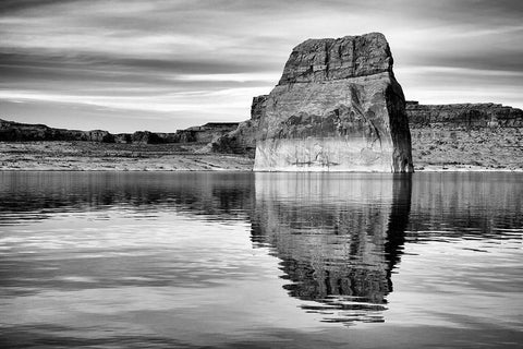 Arizona-Page-Lone Rock at Lake Powell White Modern Wood Framed Art Print with Double Matting by Collins, Ann