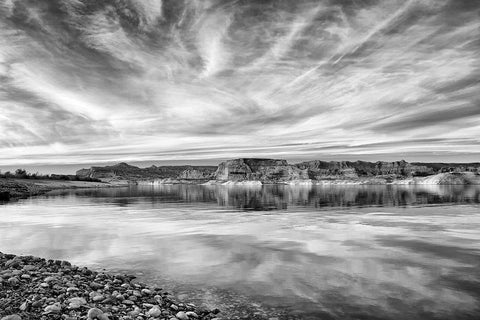 Arizona-Page-Late afternoon at Lake Powells Lone Rock Beach White Modern Wood Framed Art Print with Double Matting by Collins, Ann