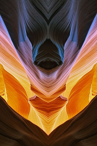 View of Antelope Canyon-Page-Arizona White Modern Wood Framed Art Print with Double Matting by Jones, Adam