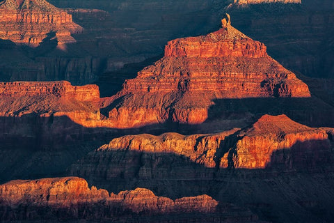 Sunset-Grand Canyon National Park-Arizona White Modern Wood Framed Art Print with Double Matting by Jones, Adam