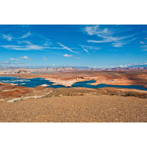USA-Arizona-Page Glen Canyon National Recreation Area-Lake Powell with low water Black Modern Wood Framed Art Print with Double Matting by Friel, Bernard