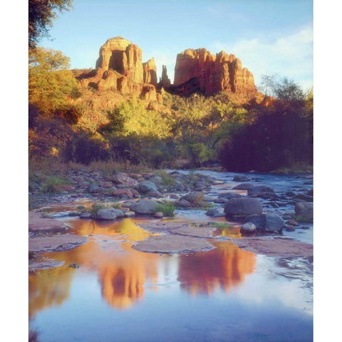 Arizona, Sedona Cathedral Rock and Oak Creek Black Modern Wood Framed Art Print with Double Matting by Talbot Frank, Christopher