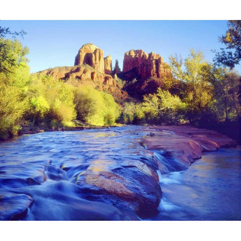 Arizona, Sedona Cathedral Rock and Oak Creek Gold Ornate Wood Framed Art Print with Double Matting by Talbot Frank, Christopher