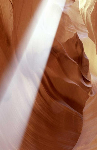 Arizona, Antelope Canyon Sun in a slot canyon White Modern Wood Framed Art Print with Double Matting by OBrien, Jay