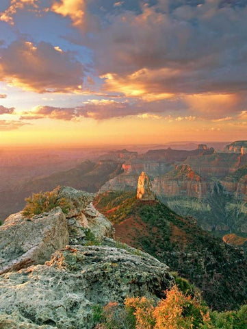 AZ, Grand Canyon, Point Imperial at sunrise White Modern Wood Framed Art Print with Double Matting by Welling, Dave