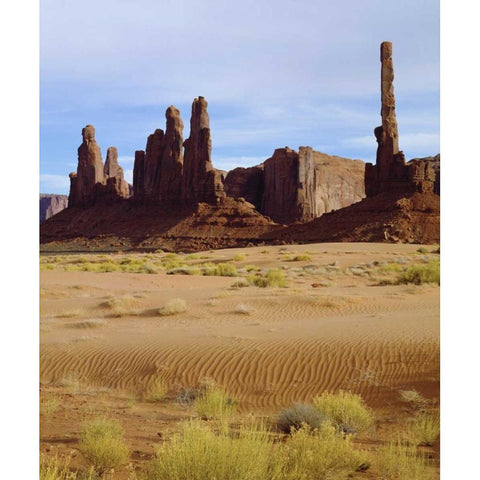 AZ, Monument Valley Sandstone spires in plateau Black Modern Wood Framed Art Print by Talbot Frank, Christopher